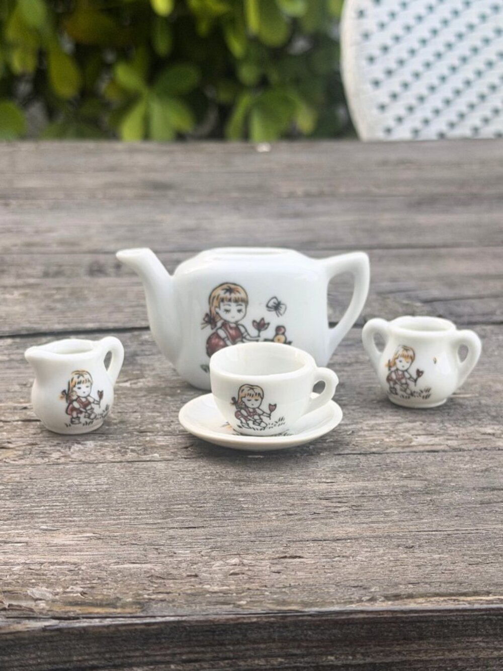 Vintage Doll Child’s Mini Tea Service Set cup & saucer Creamer Sugar bowl Japan